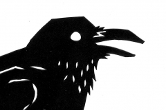 The Crow- Cut paper illustration for part 4 of "The Snow Queen" by Hans Christian Andersen