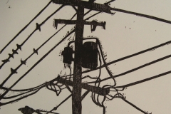 Power Lines woodcut print 2007